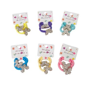 2pc Pearl & Rhinestone Butterfly Pony Tail Holders