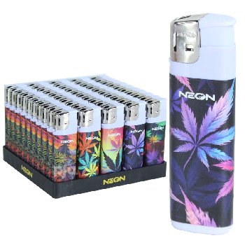 50pc Neon Electronic Lighter Display [Cannabis]