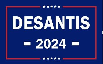 DESANTIS 3'X5' Flag 2024 [Blue Background]