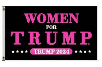 3'X5' Flag WOMEN FOR TRUMP [Trump 2024] Blk/Pink