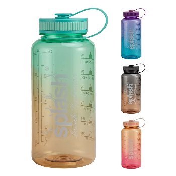Splash Plastic Sport Bottle Twist Cap 34oz [Clear] Hourly Time Marker