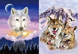 3D Picture 9744--Wolf on Mountain/ Wolf Family