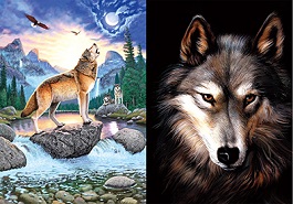 3D Picture 9745--Howling Wolf/Brown Wolf