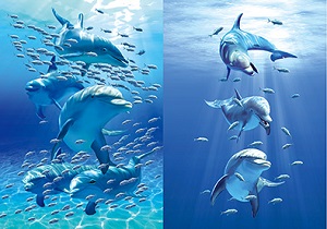 3D Picture 9764--5 Dolphins/3 Dolphins