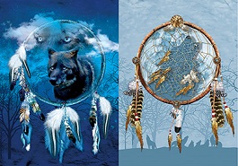 3D Picture 9800--Dream Catcher with Wolf