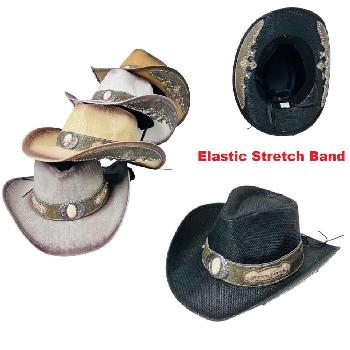 Western Hat [Embossed Rhinestone Hat Band] Oval Stone