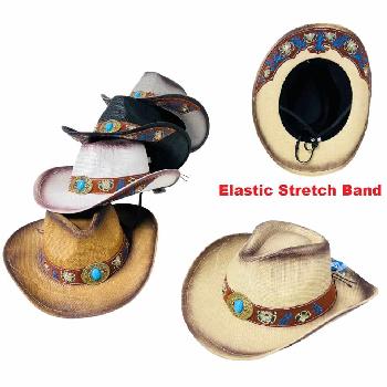 Western Hat [Embroidered Hat Band/Under Brim] Turquoise Stone