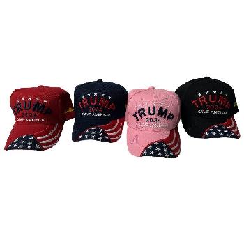 Trump 2024 Hat w/ Embroidered Flag SAVE AMERICA!