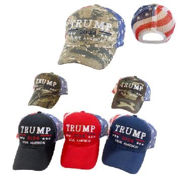 Trump 2024 Hat Save America! with Flag Mesh Back