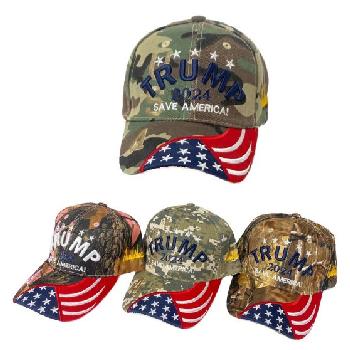 Trump 2024 Hat w/ Embroidered Flag SAVE AMERICA! [Camo Only]
