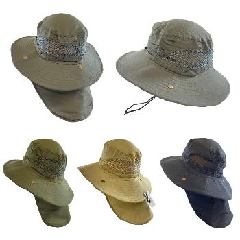Cotton Vented Boonie Hat with Snap-on Neck Flap [Solid]