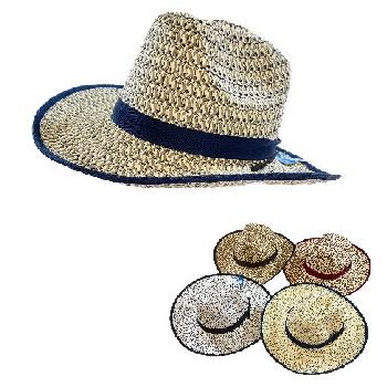 Woven Cowboy Hat [Two-Tone with Solid Hat Band]