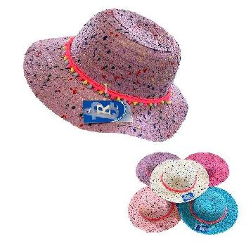 Girl's Summer Hat [Speckled with PomPom Hat Band]