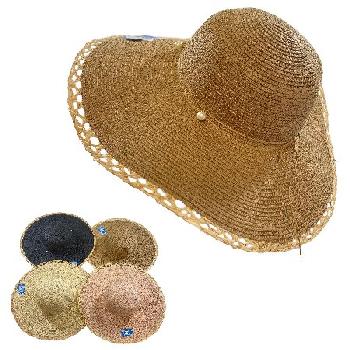 Ladies Woven Summer Hat [Drop Pearl/Open Weave Rim]