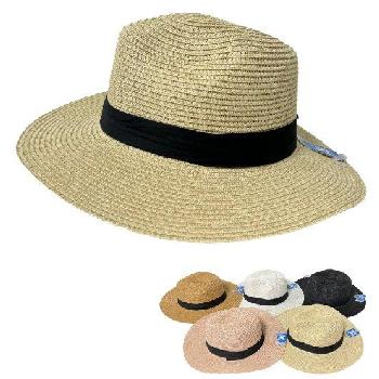 Ladies Panama Hat with Black Hat Band [Natural Colors]