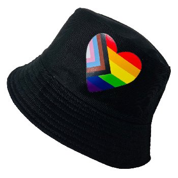 Bucket Hat [Progress Pride Heart] Black/White/Pink[Black Only]