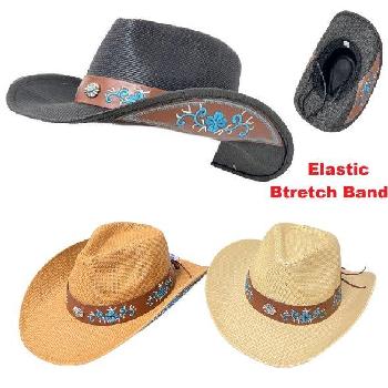 Western Hat [Blue Floral Embroidered Hat Band]