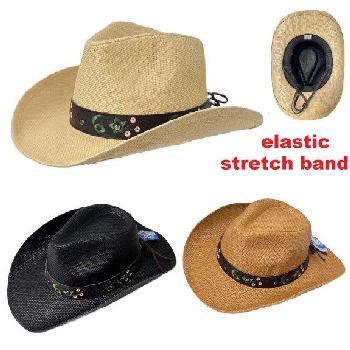 Western Hat [Pink Floral Embroidered Hat Band]