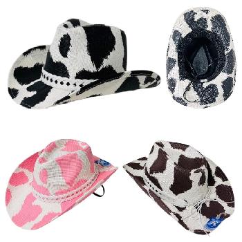 Painted Cowboy Hat [Cow Print with Braided Band]