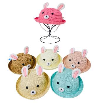 Girl's Woven Bunny Hat with Plush Ears