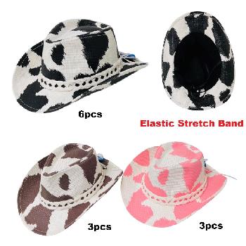 Youth Size Painted Cowboy Hat [Cow Print with Braided Band]