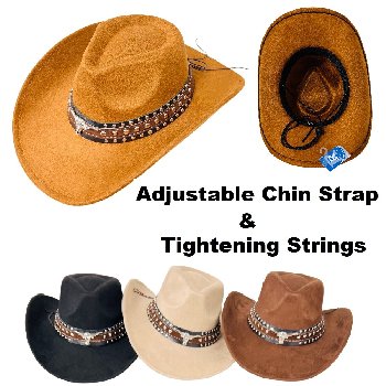Brushed Faux Suede Cowboy Hat with Two-Tone Wide Studded Hat Band [Steer]