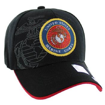 Licensed Black US Marine Corps Seal Hat [Globe&Anchor Shadow]