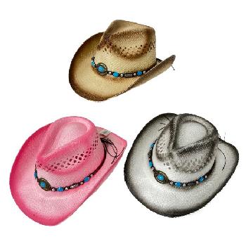 Painted Vented Cowboy Hat with Aquamarine Hatband