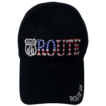 Route 66 Ball Cap [Flag Letters][Black Only]