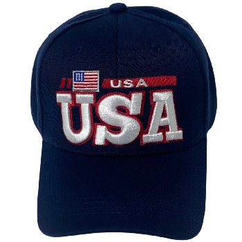 USA Ball Cap [3D Embroidered Lettering][Navy Only]