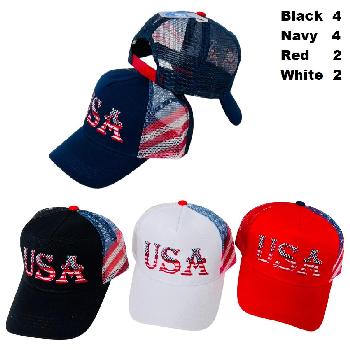 5-Panel Stars & Stripes USA Hat [Flag Panel] Summer Mesh