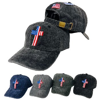 Vintage Washed Cotton Cap [Flag Cross]