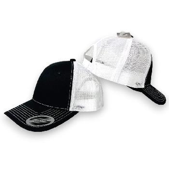 100% Cotton Front/Snap Back Trucker Hat [Black/White]