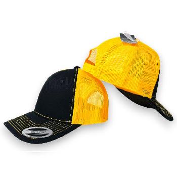 100% Cotton Front/Snap Back Trucker Hat [Black/Gold]