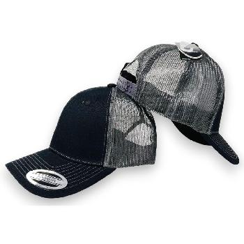 100% Cotton Front/Snap Back Trucker Hat [Black/Dark Gray]