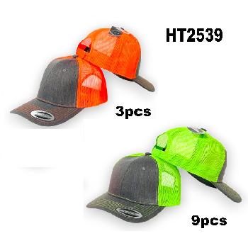 100% Cotton Front/Snap Back Trucker Hat [Dark Gray/Neon]