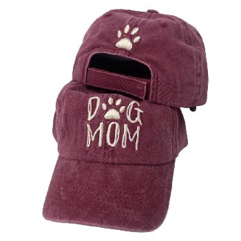 Vintage Washed Cotton Cap [Dog Mom][Maroon Only]