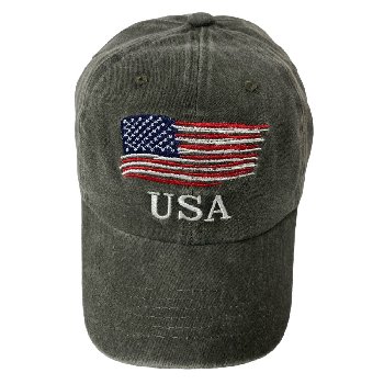 Vintage Washed Cotton Cap [USA/Flag][Forest Green Only]