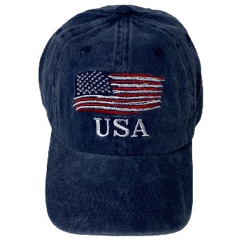 Vintage Washed Cotton Cap [USA/Flag][Navy Only]