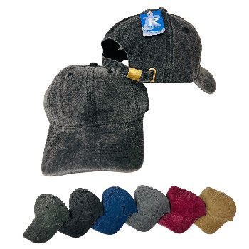 100% Cotton Vintage Washed Buckle Back Ball Cap [Assorted Colors]