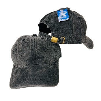 100% Cotton Vintage Washed Buckle Back Ball Cap [Black Only]