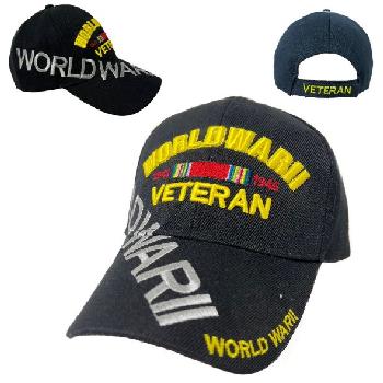 World War II Veteran Hat [Lg Letters] - Black Only