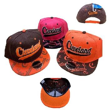 Snap Back Flat Bill Hat [Script CLEVELAND B/O] Print on Bill