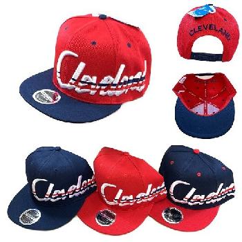 Snap Back Flat Bill Hat [Jagged Script CLEVELAND N/R]  