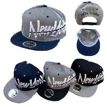 Snap Back Flat Bill Hat [Jagged Script NEW YORK]