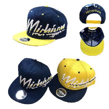 Snap Back Flat Bill Hat [Jagged Script MICHIGAN]