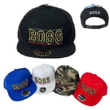 Snap Back Flat Bill Hat [BO$$-Green/Yellow/Red]