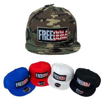 Snap Back Flat Bill Hat [FREEDOM/Flag Letters]