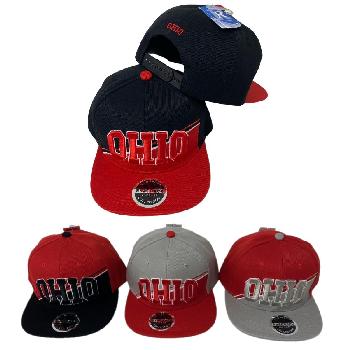 Snap Back Flat Bill Hat [OHIO] Diagonal Split-Color Front