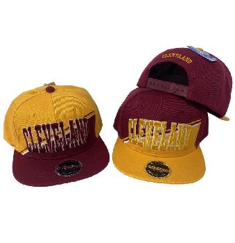 Snap Back Flat Bill Hat [CLEVELAND W/G] Diagonal SplitColor Front